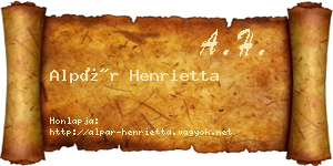 Alpár Henrietta névjegykártya