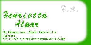 henrietta alpar business card