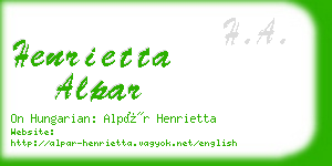 henrietta alpar business card